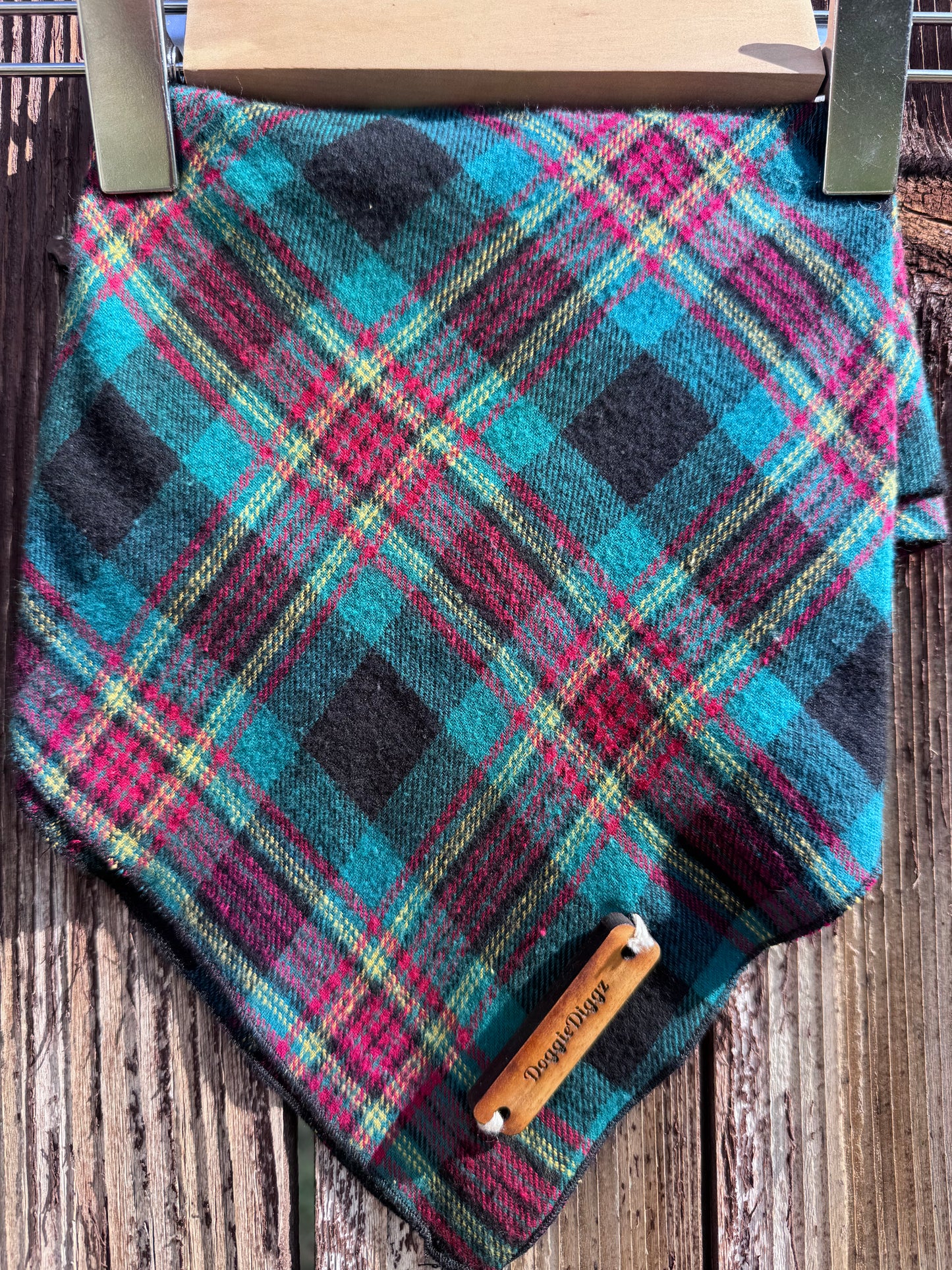 Holiday Plaid Upcycled Bandana