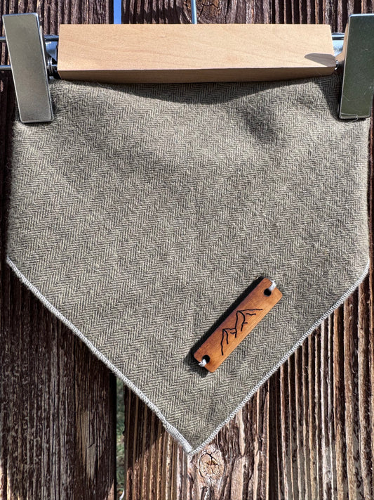 Green Herringbone Flannel Bandana