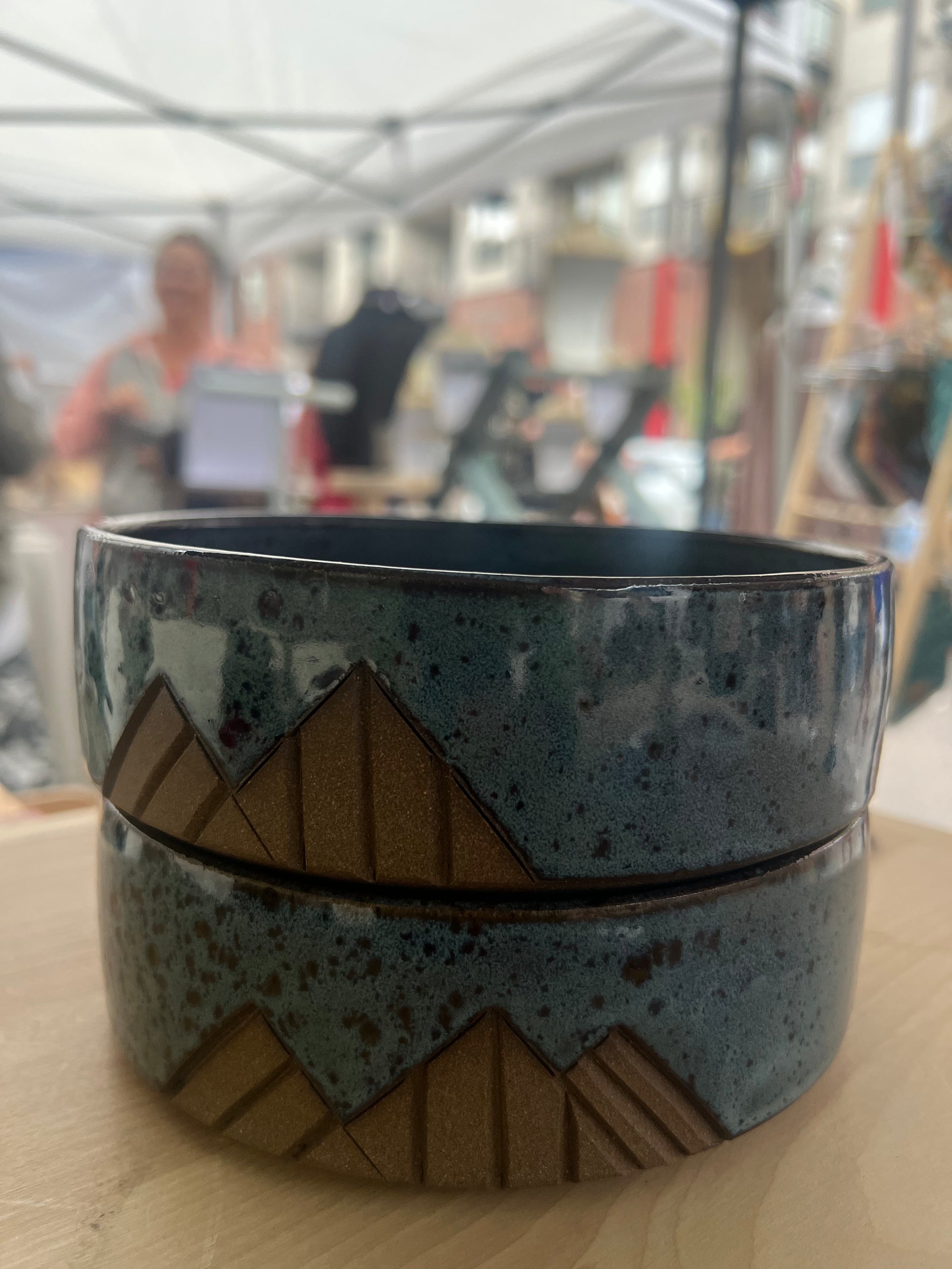 a close up of a pot on the ground