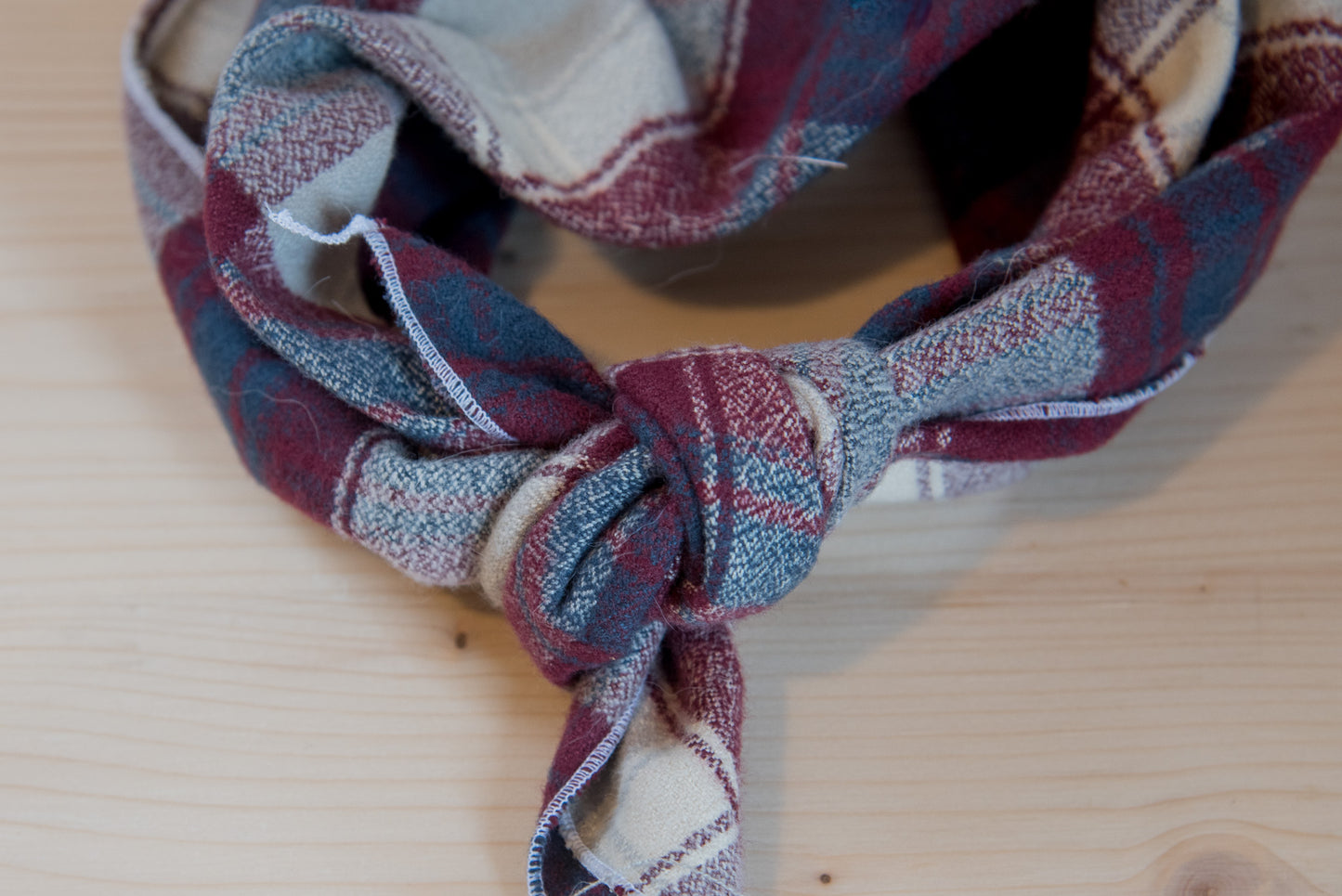Burgundy plaid flannel dog bandana