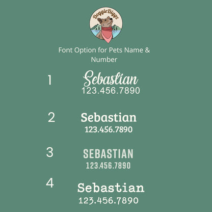 Font Options for the back of the pet id tag