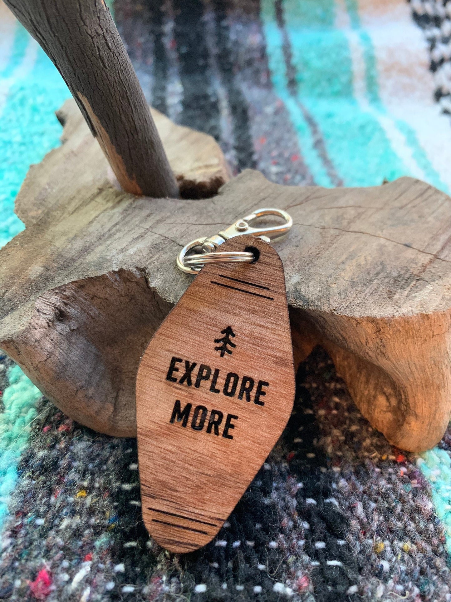 Explore motel keychain | Wooden Keychain | Wooden Retro Style Keychain | engraved keychain | Camping | van life | adventure awaits